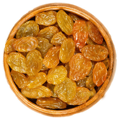 golden raisins in a bowl from top-RSTfood
